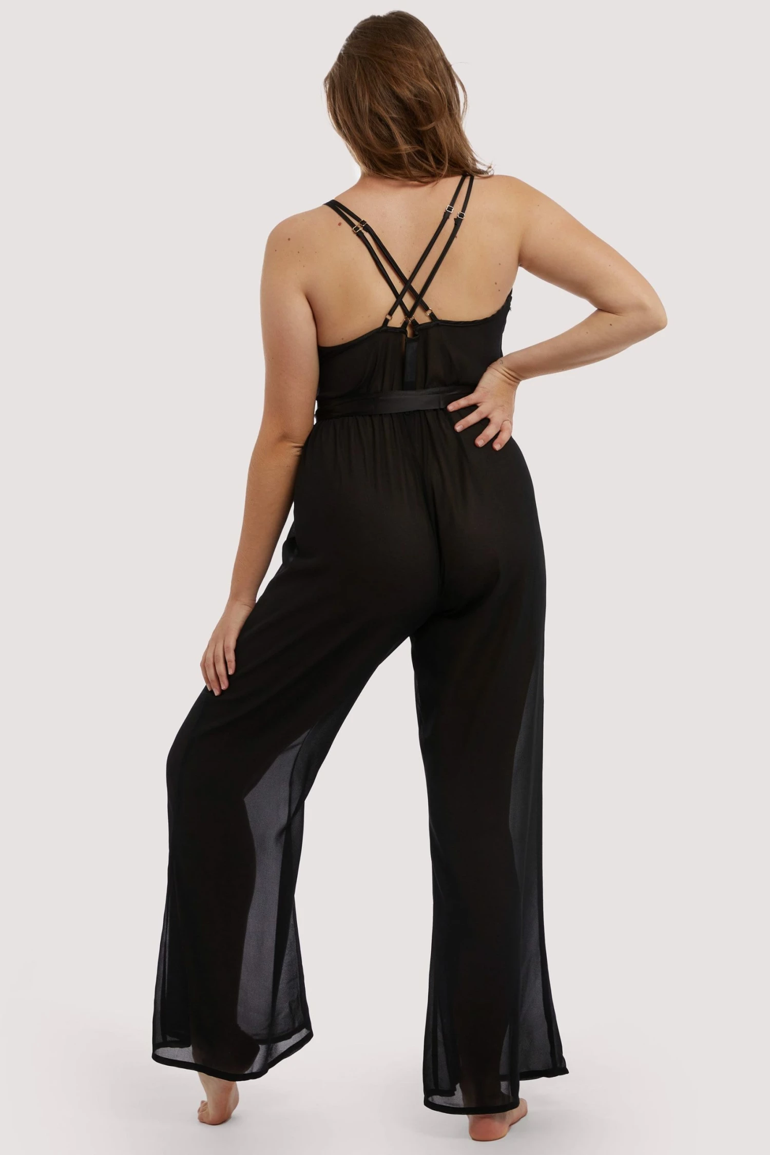 Best Sale ✔️ Hustler Belle Black Chiffon & Lace Jumpsuit ⌛ 10 Hustler Belle Black Chiffon & Lace Jumpsuit