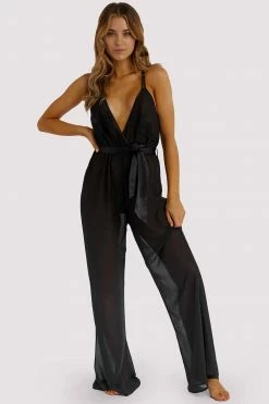 Best Sale ✔️ Hustler Belle Black Chiffon & Lace Jumpsuit ⌛ 17 Hustler Belle Black Chiffon & Lace Jumpsuit