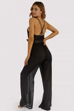 Best Sale ✔️ Hustler Belle Black Chiffon & Lace Jumpsuit ⌛ 18 Hustler Belle Black Chiffon & Lace Jumpsuit