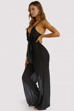 Best Sale ✔️ Hustler Belle Black Chiffon & Lace Jumpsuit ⌛ 19 Hustler Belle Black Chiffon & Lace Jumpsuit