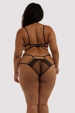 Hustler Tilly Black Caged Embroidery Brief