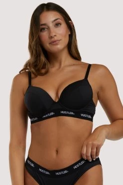 Hustler Branded Black Plunge Push Up Bra New In Bras