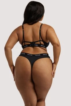 Hustler Branded Black Thong Knickers
