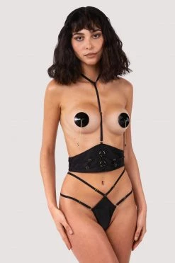 Hustler Sylvia Black Harness Waspie