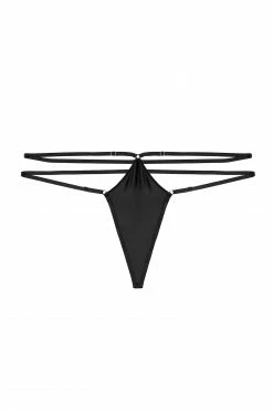 Hustler Sylvia Black Strappy Satin Thong