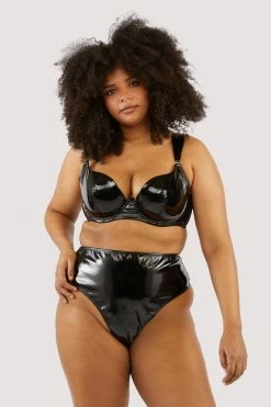 Deals 🤩 Hustler New In Maxine Black PVC Plunge Bra 👏 28 Hustler New In Maxine Black PVC Plunge Bra
