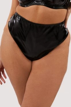 Hustler Maxine Black PVC High Waist Curve Brief