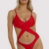 Hustler Red Wrap Cut Out Swimsuit Swimwear