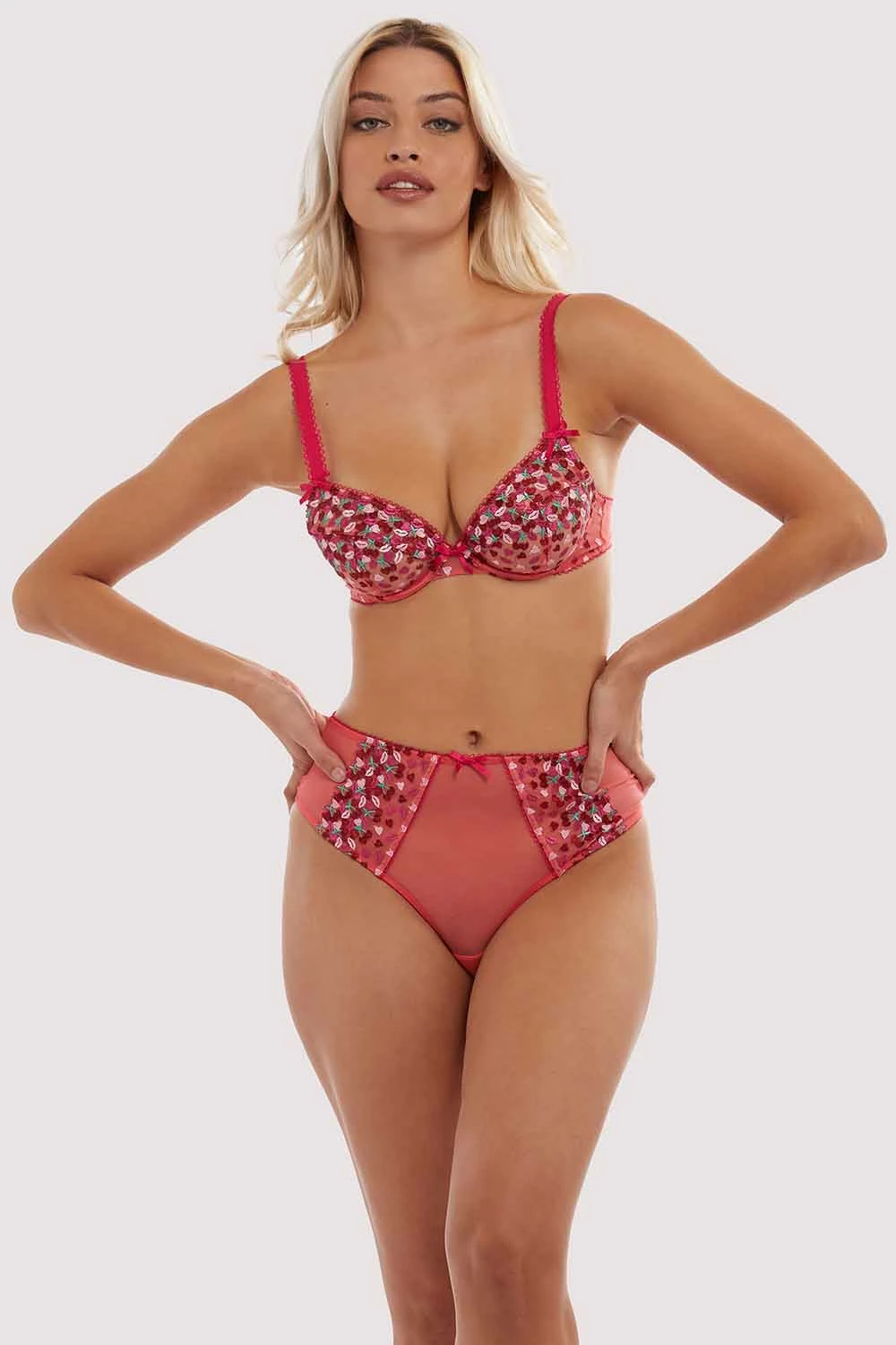 Flash Sale ๐ Playful Promises Free Sexy โ๏ธ Summer Brief Cherry Embroidery Coral Highwaisted Thong ๐ 3 Playful Promises Free Sexy Summer Brief Cherry Embroidery Coral Highwaisted Thong