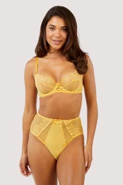 Playful Promises Ziggy Mango Lace And Spotted Mesh High Waisted Brief New In