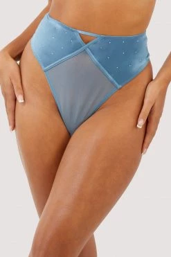 Playful Promises New In Olympia Storm Grey Diamante Detail High Waist Thong