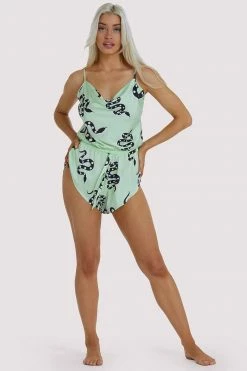Kilo Brava Nightwear Green Moon Snake Playsuit