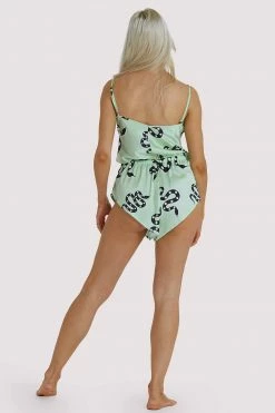 Kilo Brava Nightwear Green Moon Snake Playsuit