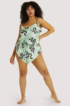 Kilo Brava Nightwear Green Moon Snake Playsuit