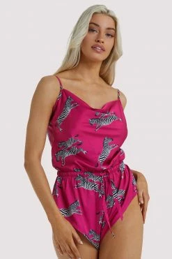 Kilo Brava Nightwear Hot Pink Zebra Playsuit