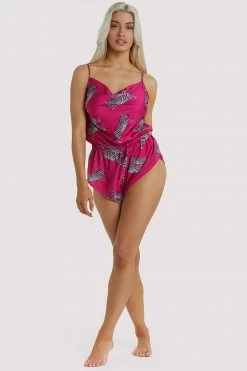 Kilo Brava Nightwear Hot Pink Zebra Playsuit