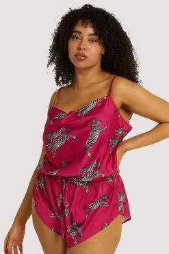 Kilo Brava Nightwear Hot Pink Zebra Playsuit