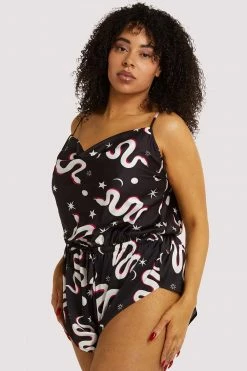 Kilo Brava Black Moon Snake Playsuit Nightwear