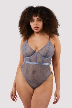 Wolf & Whistle Bodies Selena Blue High Leg Bodysuit