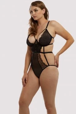 Wolf & Whistle Teigan Black Lace Up Strappy Body Bodies