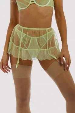 Wolf & Whistle Taha Green Suspender Skirt