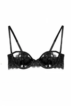 Wolf & Whistle Cora Black Mesh And Trim Balconette Bra