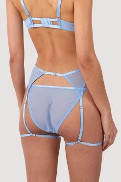 Wolf & Whistle Cora Blue Mesh & Trim Cut Out Suspender New In