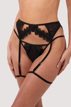 Wolf & Whistle New In Cora Black Mesh & Trim Cut Out Suspender