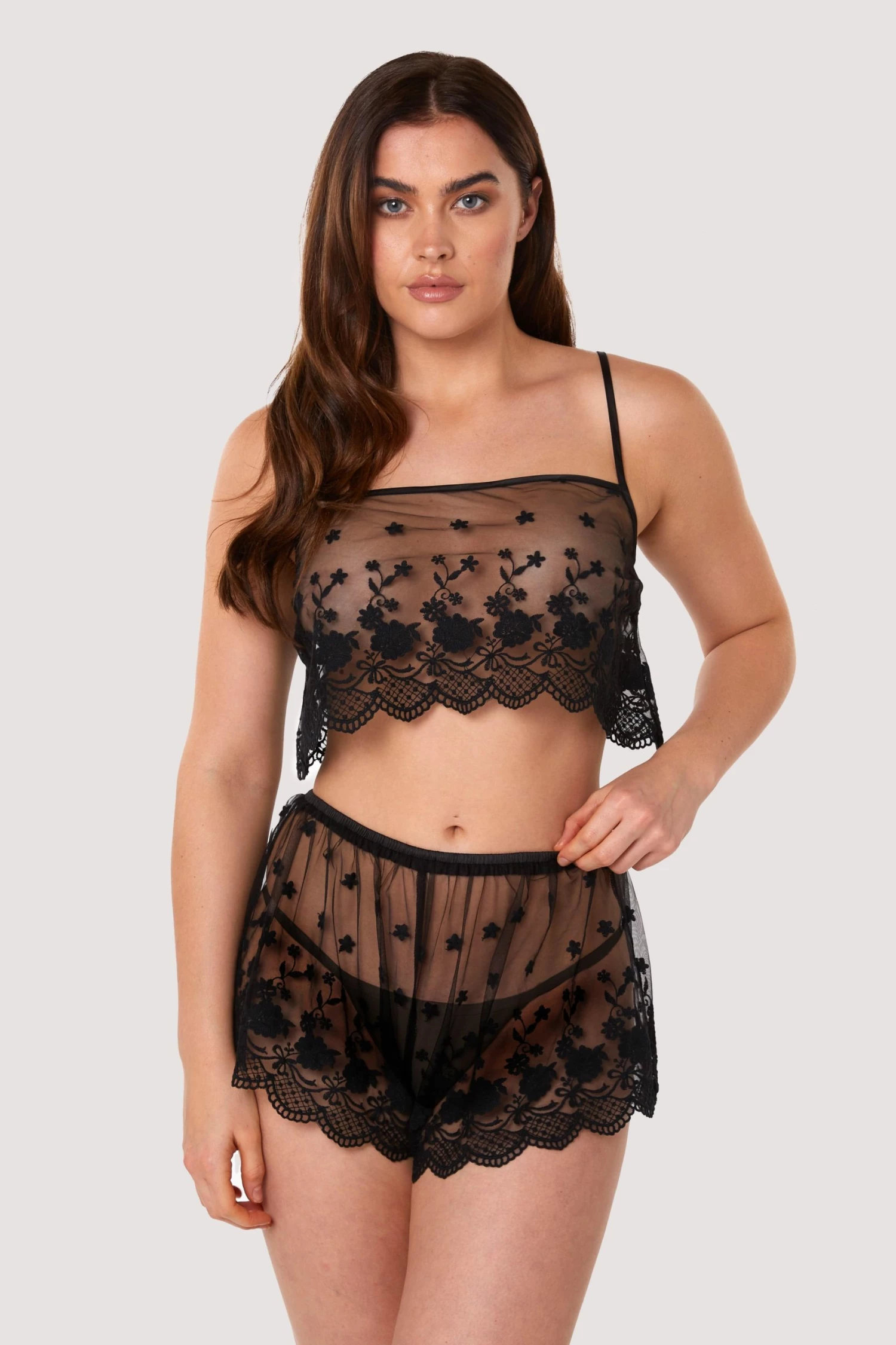 Discount 🌟 Wolf & Whistle New In Faith Black Sheer Embroidered Cami And Short Set ⭐ 5 Wolf & Whistle New In Faith Black Sheer Embroidered Cami And Short Set