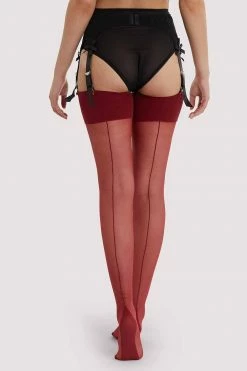 Playful Promises Hosiery Seamed Stockings Merlot US 4 - 18
