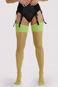 Playful Promises Hosiery Seamed Stockings Acid Lime US 4 - 18 Tall