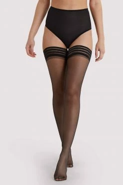 Playful Promises New In Accessories Sheer Hoop Hold Ups Black US 4 - 18