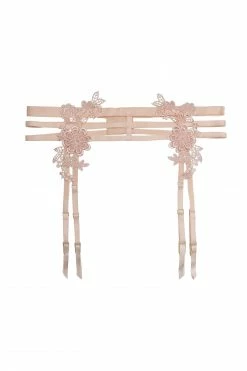 Playful Promises Virginia Peach Guipure Suspender Suspenders
