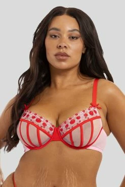 Outlet 🎁 Squish Charli Pink Embroidered Balcony Bra 🎁 13 Squish Charli Pink Embroidered Balcony Bra