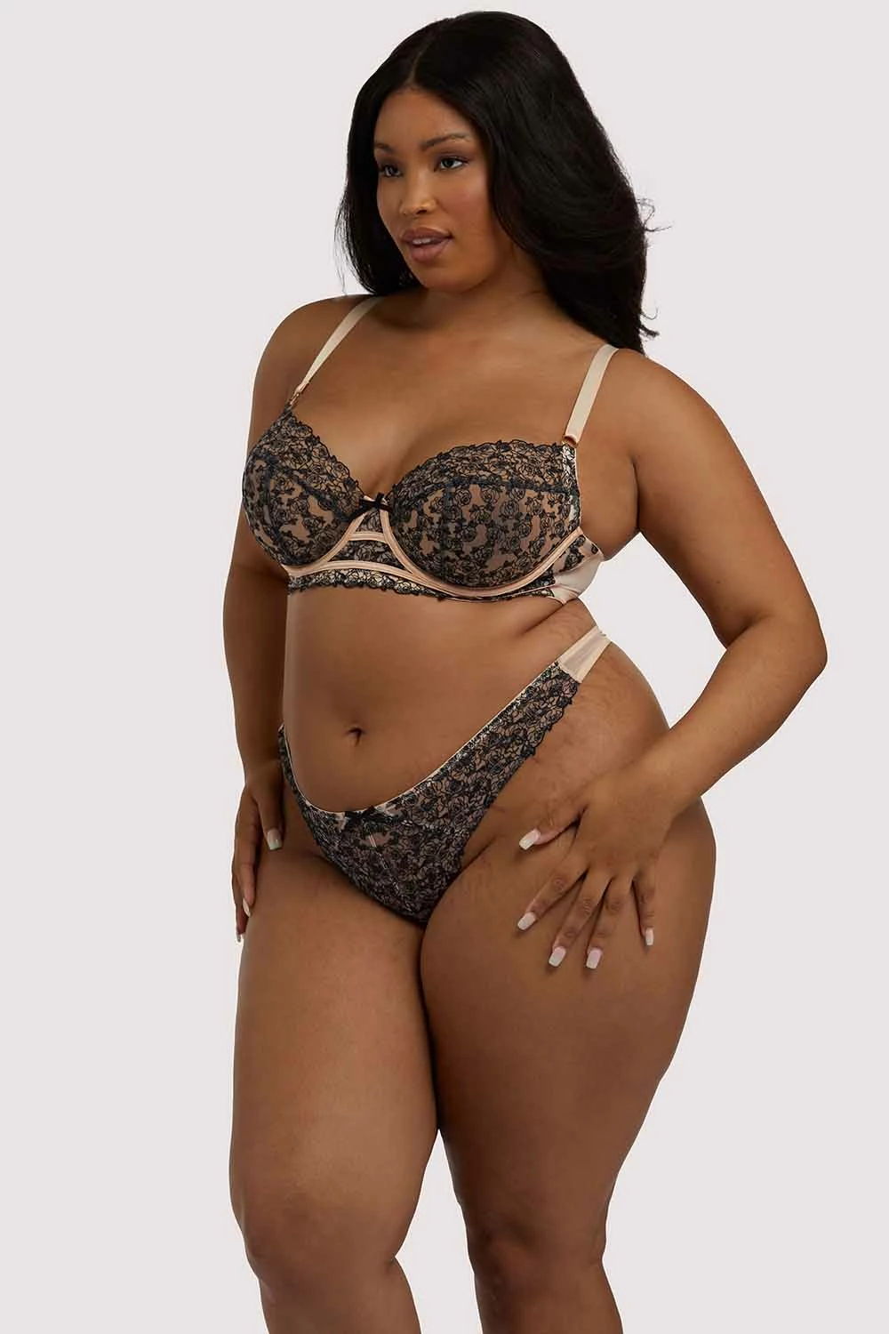 Discount 🤩 Playful Promises Knickers Skull & Roses Embroidery Peach Thong 🧨 7 Playful Promises Knickers Skull & Roses Embroidery Peach Thong