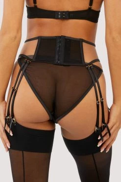 Best Sale ⭐ Playful Promises New In Wren Black Illusion Mesh And Satin Waspie 🔥 10 Playful Promises New In Wren Black Illusion Mesh And Satin Waspie