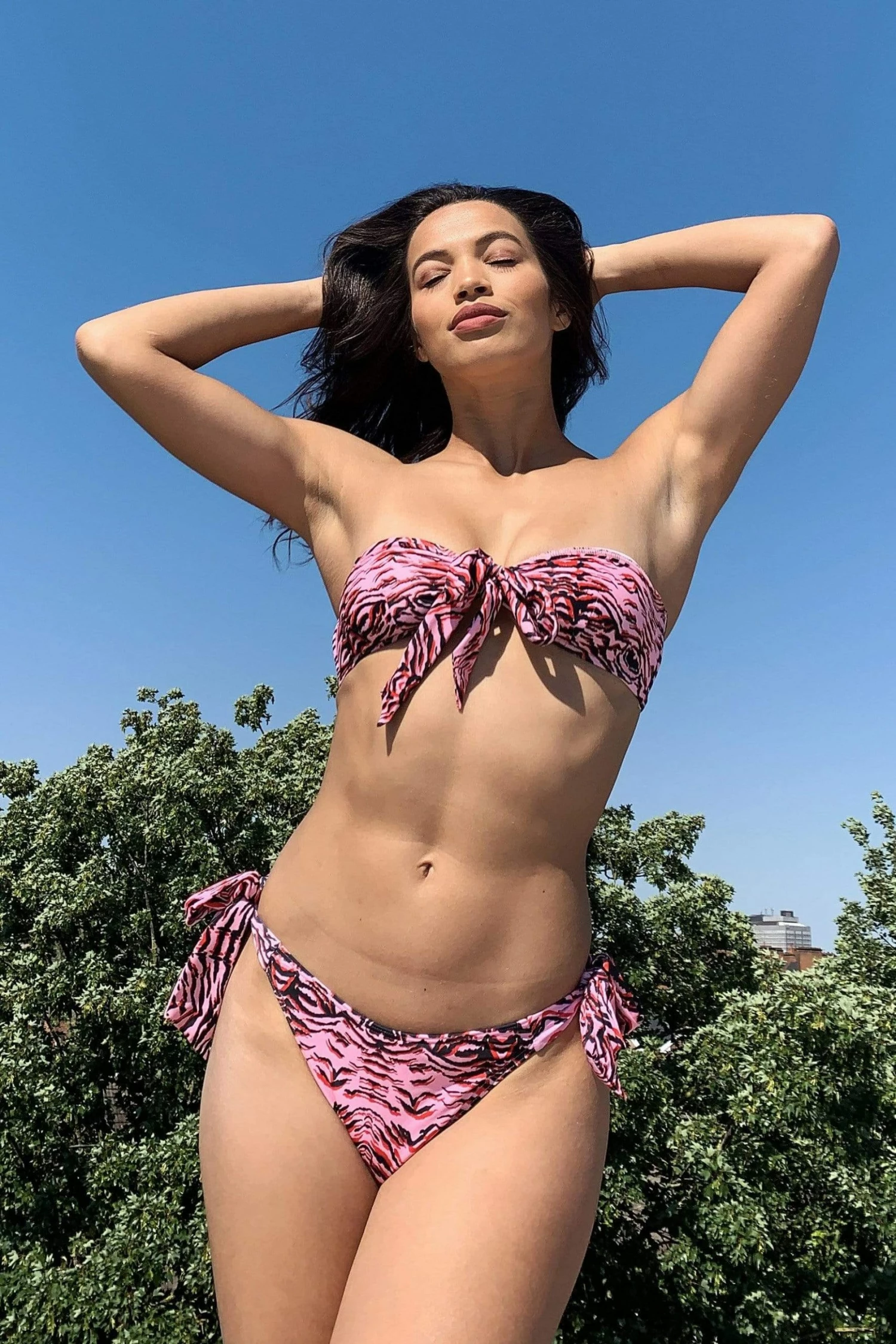 Best Sale ๐ Luxe Palm Tiger Bow Tie Bandeau Swimwear ๐ 4 Luxe Palm Tiger Bow Tie Bandeau Swimwear