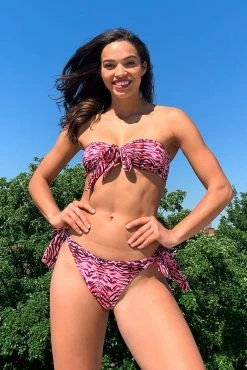 Best Sale ๐ Luxe Palm Tiger Bow Tie Bandeau Swimwear ๐ 12 Luxe Palm Tiger Bow Tie Bandeau Swimwear