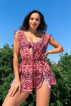 Swimwear Luxe Palm Beach Tiger Print Split Dress