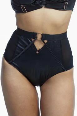 Scantilly By Curvy Kate Harnessed High Waist Brief Black Knickers