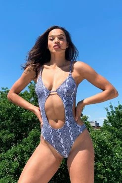 Luxe Palm Swimwear Snake Print Swimsuit