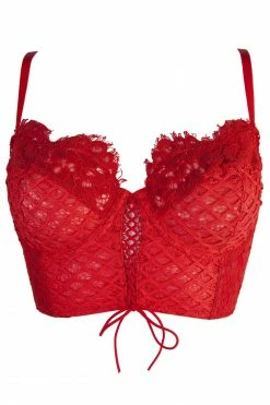 Peek & Beau Bras Toyen Red Mesh & Lace Longline Corset Bra