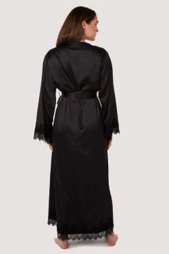 FFFB X PP Enyo Black Applique Lace & Satin Robe