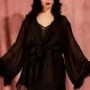 Bettie Page Lingerie Black Feather Robe