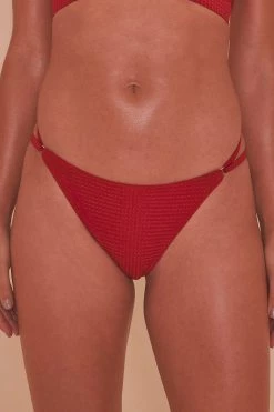 Wolf & Whistle Red High Shine High Leg Brazilian Brief Swimwear