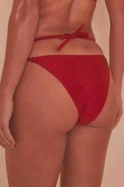 Wolf & Whistle Red High Shine High Leg Brazilian Brief Swimwear
