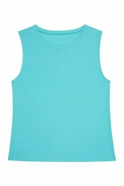 Wolf & Whistle Cotton Knot Front Vest Blue Curve Activewear