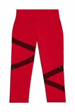 Discount ๐ Wolf & Whistle Mesh Panel Crop Leggings Red ๐ 7 Wolf & Whistle Mesh Panel Crop Leggings Red
