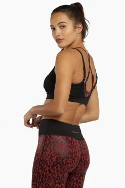 Wolf & Whistle Dark Red And Black Leopard Wet Look Sports Bra Activewear