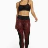 Wolf & Whistle Red Wet Look Leopard High Waist Leggings Activewear